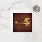 ヴィンテージ双平面飛行機アンティーク機(地図付き) ノートカード (正面/裏面インサイチュ)