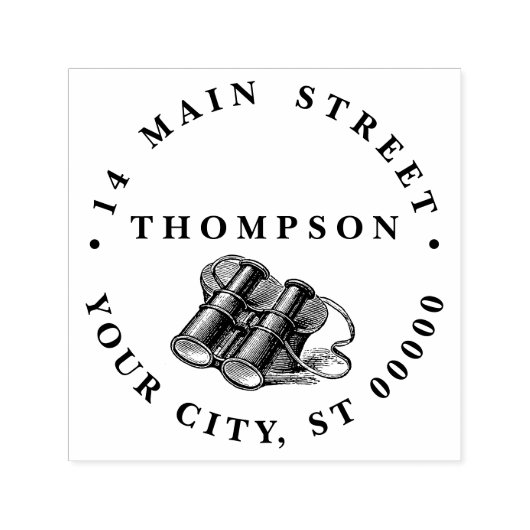ヴィンテージ双眼鏡スケッチ セルフインキングスタンプ (デザイン)