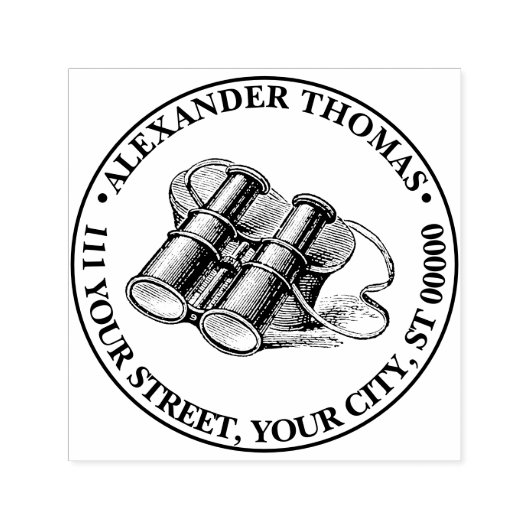 ヴィンテージ双眼鏡スケッチ セルフインキングスタンプ (デザイン)