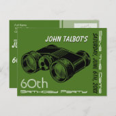 ヴィンテージ双眼鏡60誕生日日付の保存 案内ポストカード (正面/裏面)