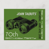 ヴィンテージ双眼鏡70誕生日日付の保存 案内ポストカード (正面)
