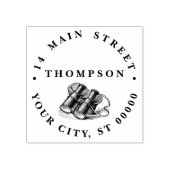 ヴィンテージ双筒望遠鏡の描画 名前 返送先住所 ラバースタンプ (インプリント)