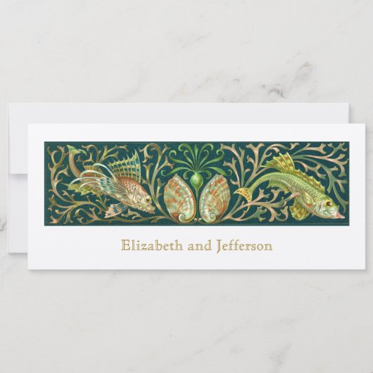 ヴィンテージ双魚類モダン結婚式招待状 招待状 (正面)