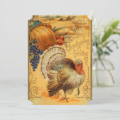ヴィンテージ収穫と七面鳥の感謝祭ディナー 招待状 (スタンド正面)