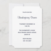 ヴィンテージ収穫と七面鳥の感謝祭ディナー 招待状 (裏面)