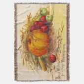 ヴィンテージ収穫と感謝祭 スローブランケット (正面縦)