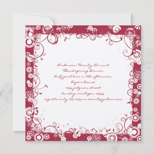 ヴィンテージ収穫感謝祭ディナー招待状 招待状 (裏面)