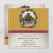 ヴィンテージ収穫感謝祭ディナー招待状 招待状 (正面/裏面)