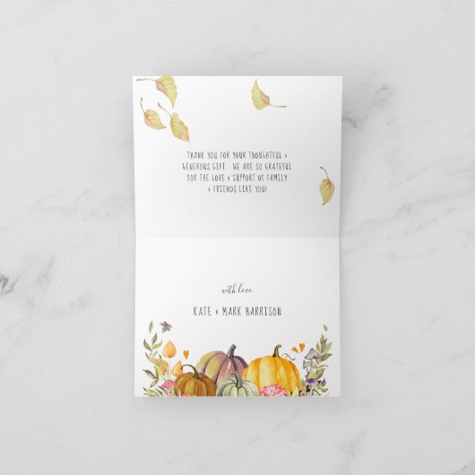 ヴィンテージ収穫 |秋の赤ちゃんシャワーありがとう サンキューカード (内部)