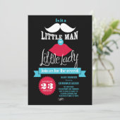 ヴィンテージ口ひげまたは唇のジェンダーが赤ちゃんのシャワーを明らかにする 招待状 (スタンド正面)