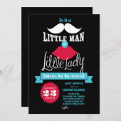 ヴィンテージ口ひげまたは唇のジェンダーが赤ちゃんのシャワーを明らかにする 招待状 (正面/裏面)