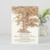 ヴィンテージ古いオークの木の素朴なリハーサル夕食 招待状 (スタンド正面)