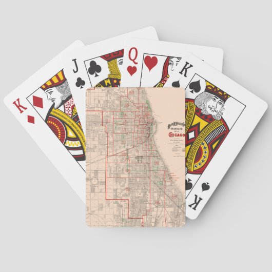 ヴィンテージ古いシカゴ地図- 1893 トランプ (裏面)
