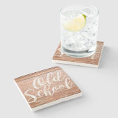 ヴィンテージ古いスクールデスクトップ ストーンコースター (横)