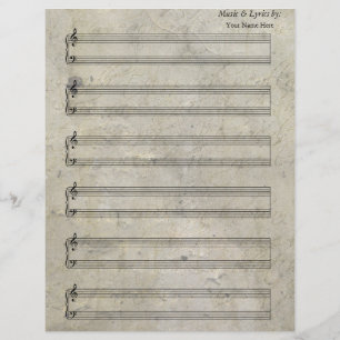 ヴィンテージ古いステンドシート音楽ピアノ6 Stave