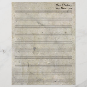 ヴィンテージ古いステンドシー空白のト音楽10ステーブ