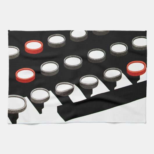 ヴィンテージ古いタイプライターファッションドキーボード キッチンタオル (横)