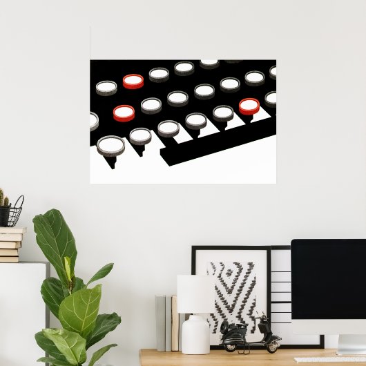 ヴィンテージ古いタイプライターファッションドキーボード ポスター (ホームオフィス)