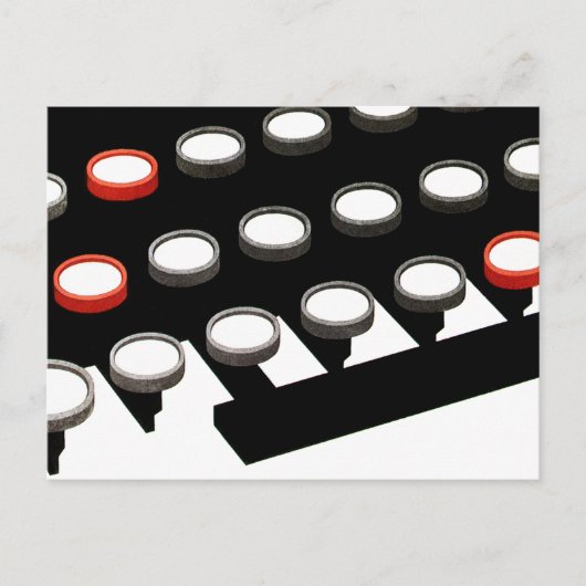 ヴィンテージ古いタイプライターファッションドキーボード ポストカード (正面)