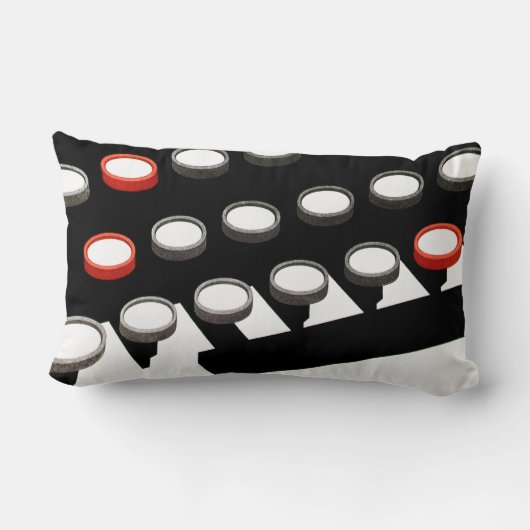 ヴィンテージ古いタイプライターファッションドキーボード ランバークッション (裏面)