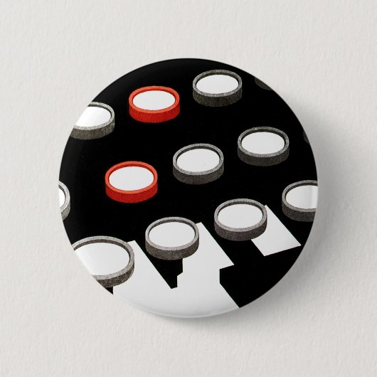 ヴィンテージ古いタイプライターファッションドキーボード 缶バッジ (正面)