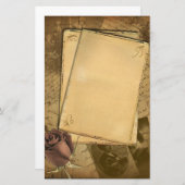 ヴィンテージ古いバラ文房具 便箋 (正面/裏面)