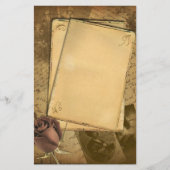 ヴィンテージ古いバラ文房具 便箋 (正面)