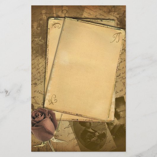 ヴィンテージ古いバラ文房具 便箋 (正面)