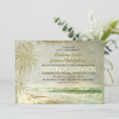 ヴィンテージ古いビーチ結婚式招待状 招待状 (スタンド正面)