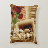 ヴィンテージ古い写真バラ花びらShabbychic枕 アクセントクッション (裏面(縦))