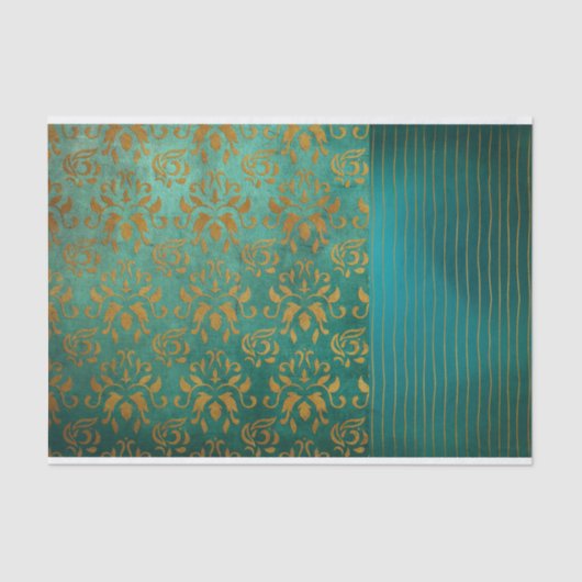 ヴィンテージ古い動揺してターコイズ 薄葉紙 (正面)