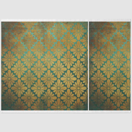 ヴィンテージ古い動揺してターコイズ 薄葉紙 (正面)