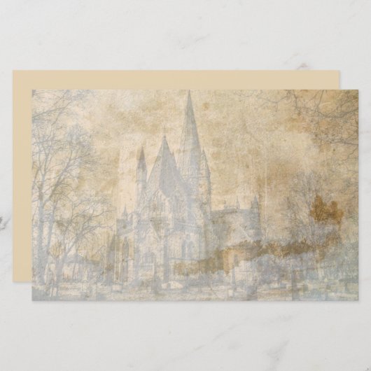 ヴィンテージ古い城スクラップブックの切り離し紙 (正面/裏面)