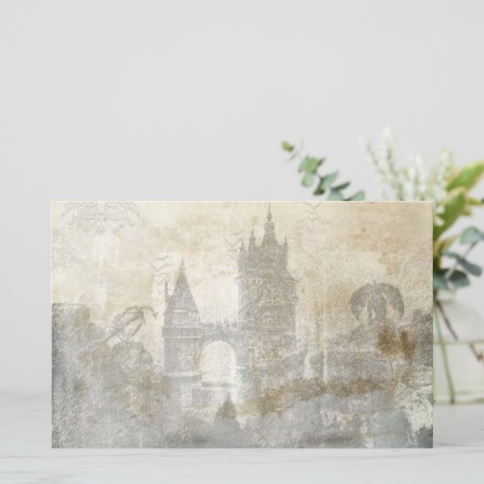 ヴィンテージ古い城スクラップブックの切り離し紙 (スタンド正面)