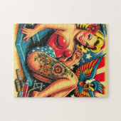 ヴィンテージ古い学校のタットゥーはピン留め ジグソーパズル (横)