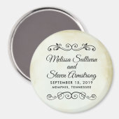 ヴィンテージ古い時代のウェスタンウェディング日付を保存 マグネット (正面/裏面)