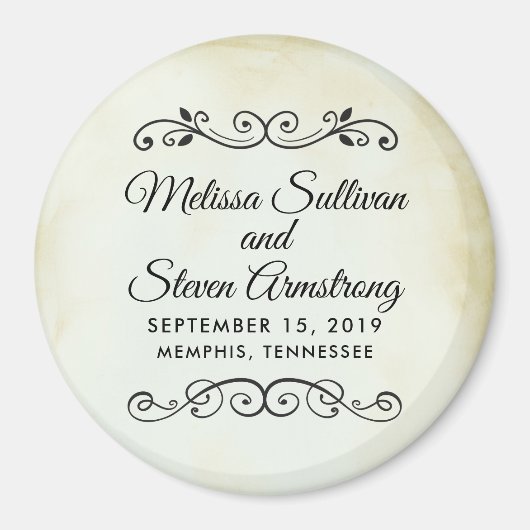 ヴィンテージ古い時代のウェスタンウェディング日付を保存 マグネット (正面)