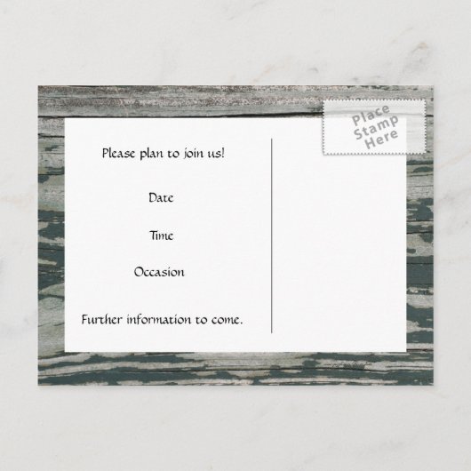 ヴィンテージ古い木材の日付を保存 案内ポストカード (裏面)