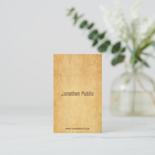 ヴィンテージ古い紙動揺してスクリプト文字エレガント 名刺 (スタンド正面)