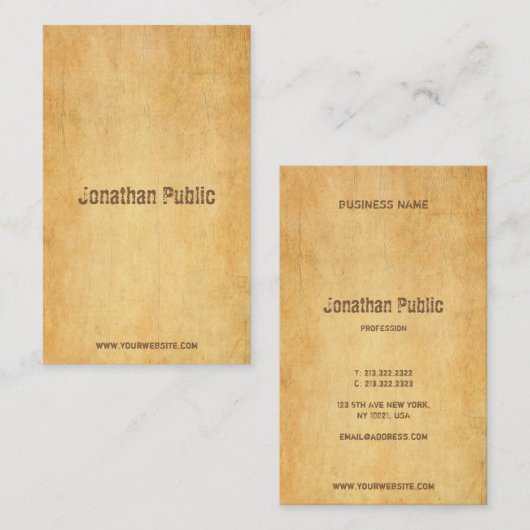 ヴィンテージ古い紙動揺してスクリプト文字エレガント 名刺 (正面/裏面)