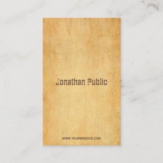 ヴィンテージ古い紙動揺してスクリプト文字エレガント 名刺 (正面)