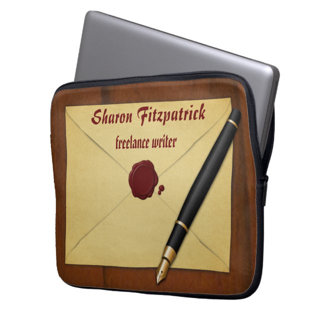 ヴィンテージ古い紙封筒13インチラップトップスリーブ ラップトップスリーブ (正面左)