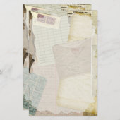 ヴィンテージ古い紙文房具 便箋 (正面/裏面)