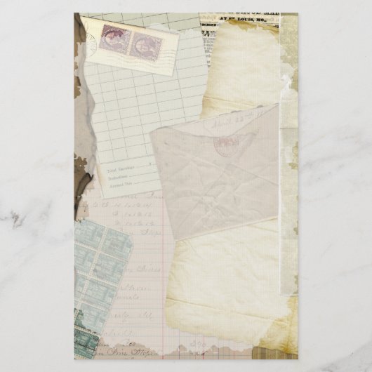 ヴィンテージ古い紙文房具 便箋 (正面)