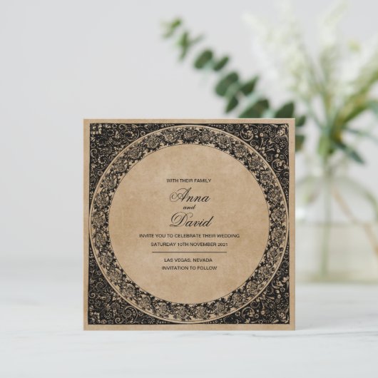 ヴィンテージ古い紙王室の結婚式招待状 招待状 (スタンド正面)