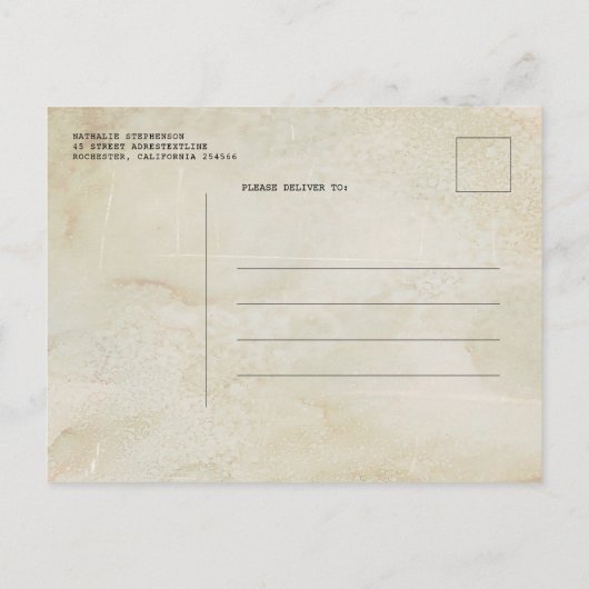 ヴィンテージ古い電報が日付の写真を救う 案内ポストカード (裏面)