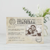 ヴィンテージ古い電報が日付の写真を救う 案内状 (スタンド正面)