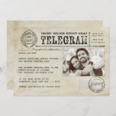 ヴィンテージ古い電報が日付の写真を救う 案内状 (正面/裏面)