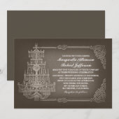 ヴィンテージ古シャンデリア結婚式招待状 招待状 (正面/裏面)