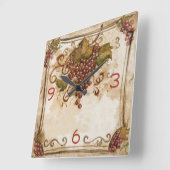 ヴィンテージ古ブドウ スクエア壁時計 (傾斜)